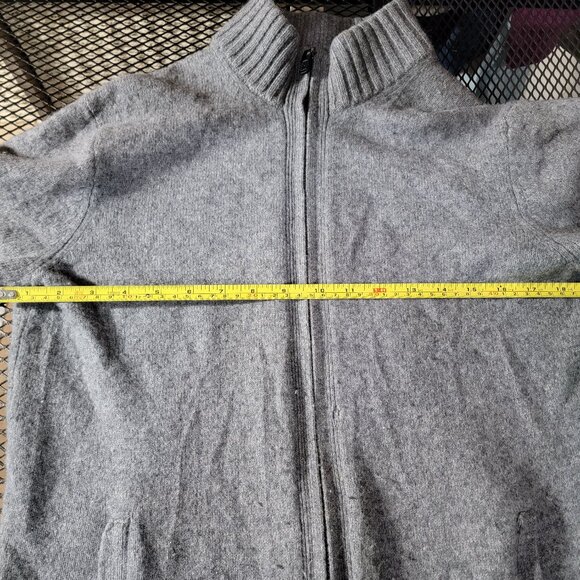 Black Brown 1826 Melange Grey Lambswool Fine Knit Zip Sweater Cardigan M Used - Picture 13 of 14